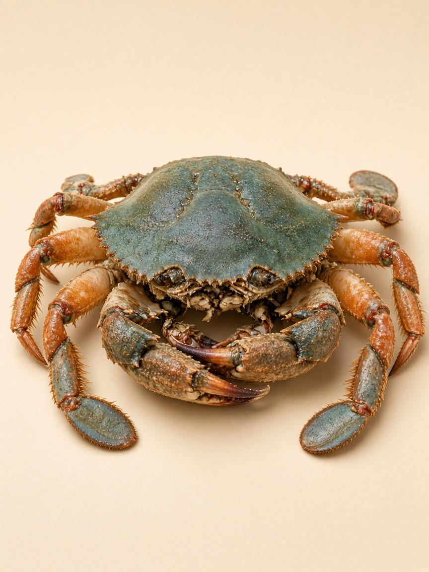 Blue swimmer crab with paddle-shaped rear legs