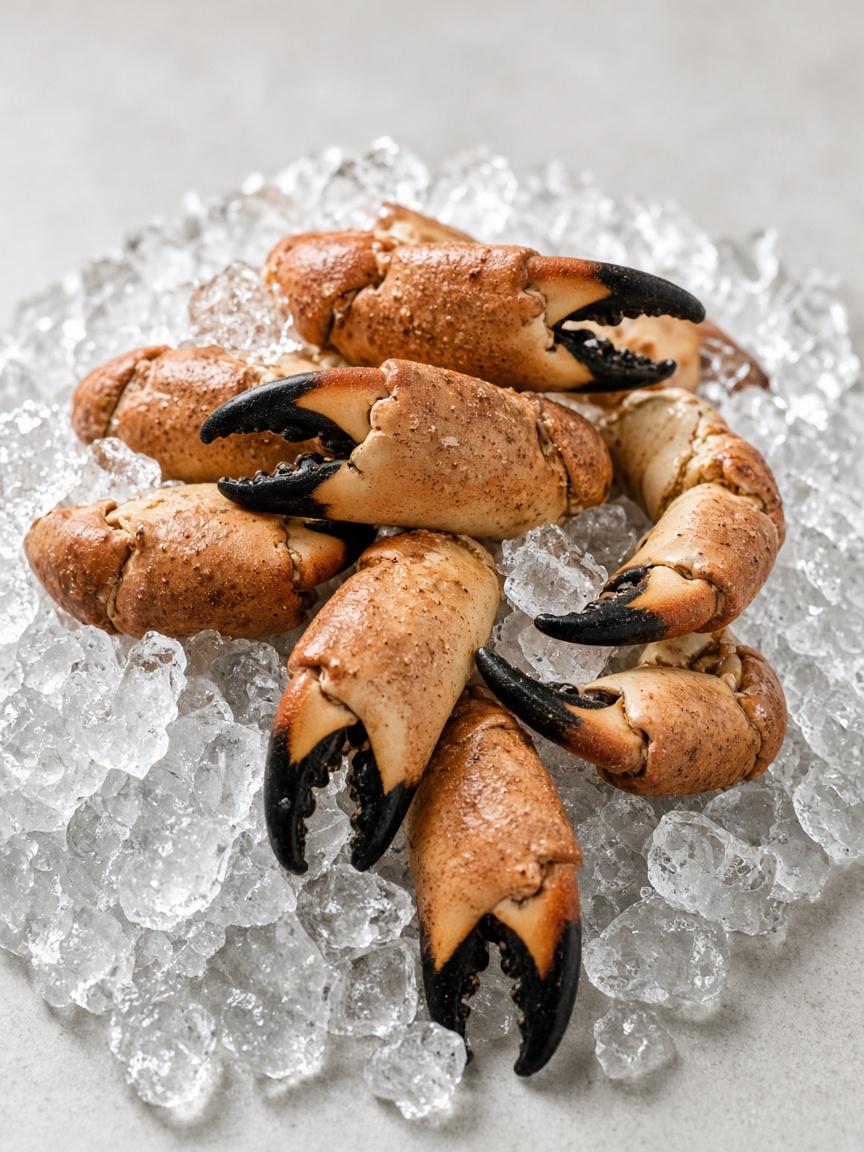 Florida stone crab claws on ice