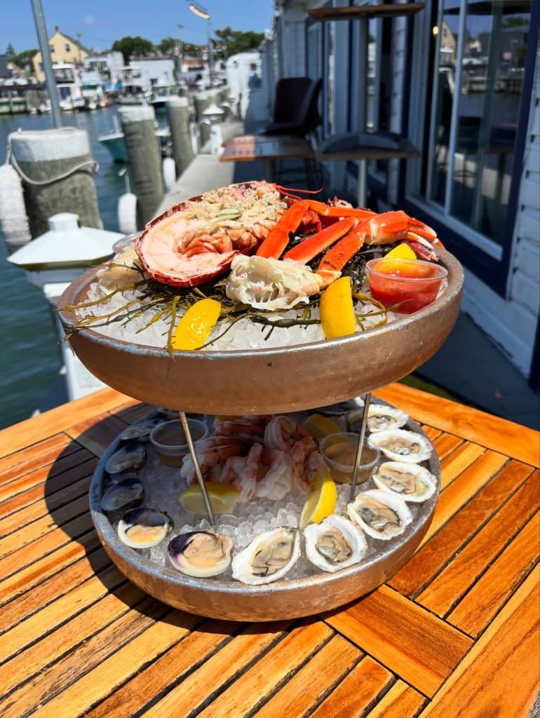 Seafood tower on the marina
