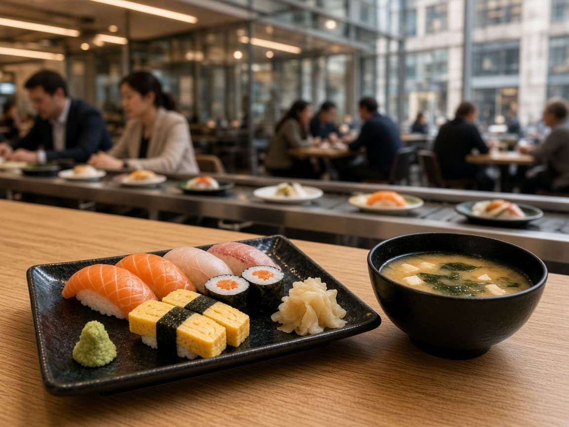 Liverpool Street area — sushi lunch set on a weekday