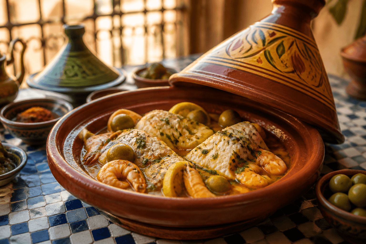 Moroccan fish tajine with preserved lemon and olives — FishRestaurants.com Marrakech guide