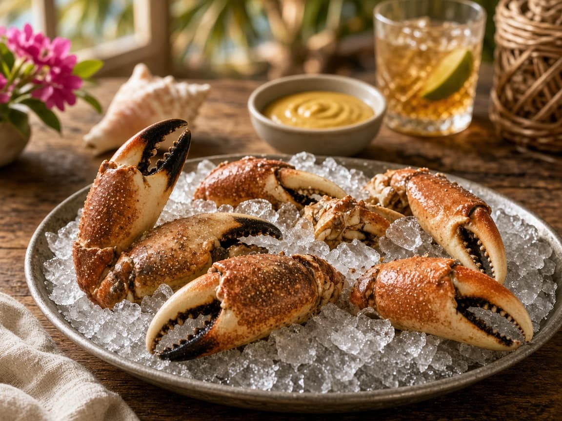 Stone crab claws on ice — Miami seasonal lunch splurge