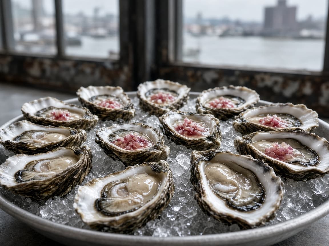 East Coast oysters on ice — Brooklyn raw bar style