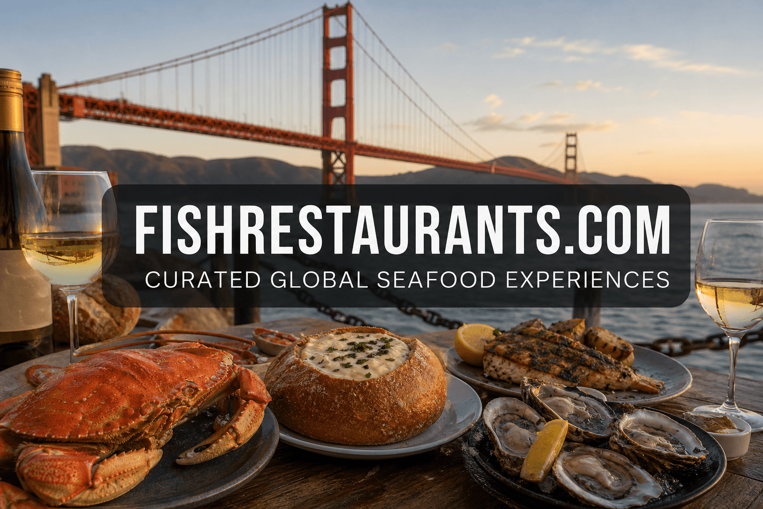 Dungeness crab and clam chowder with Golden Gate Bay views — FishRestaurants.com guide