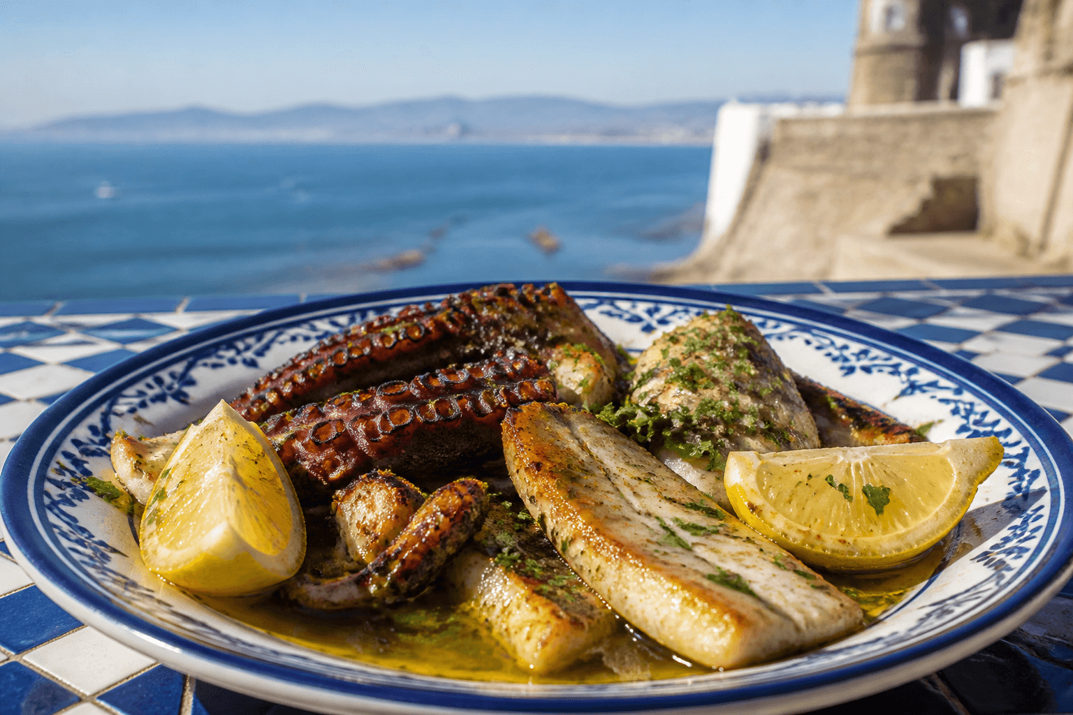 Tangier grilled fish and octopus with lemon and Mediterranean light — FishRestaurants.com