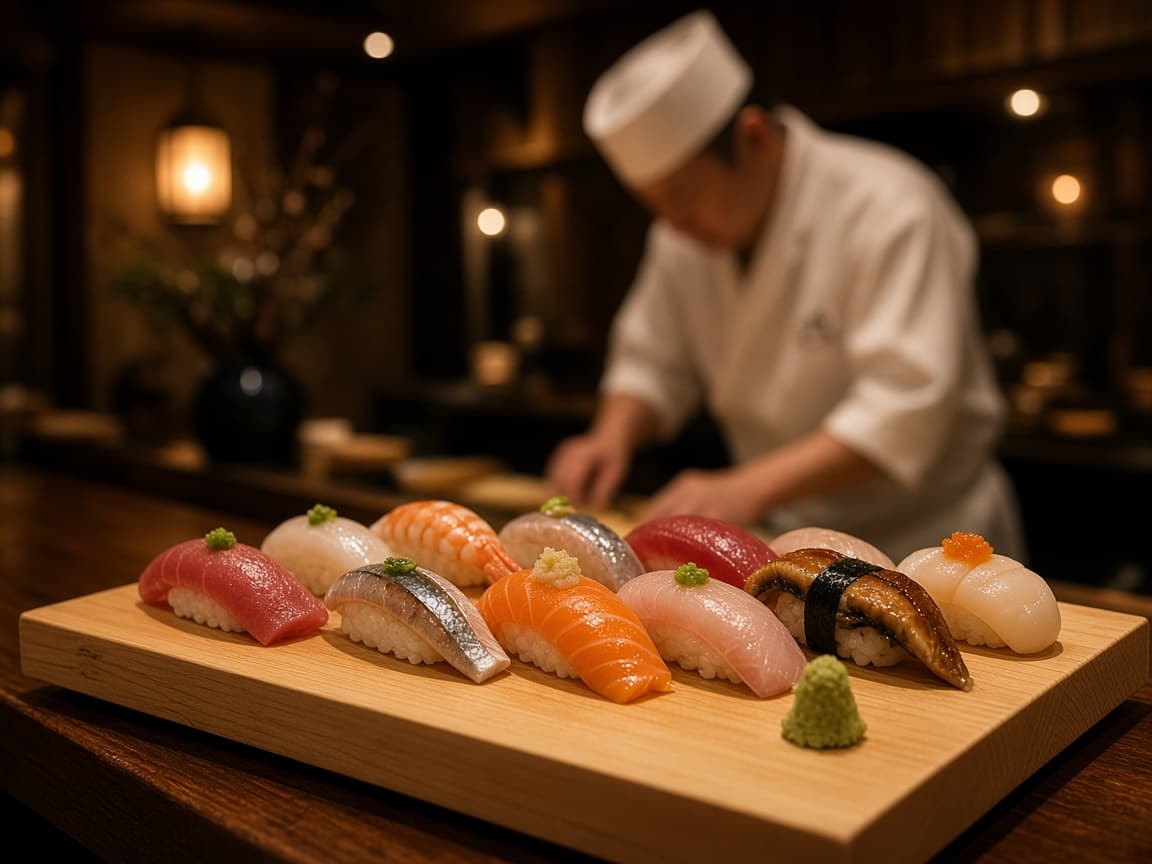 Tokyo omakase counter — nigiri at evening service