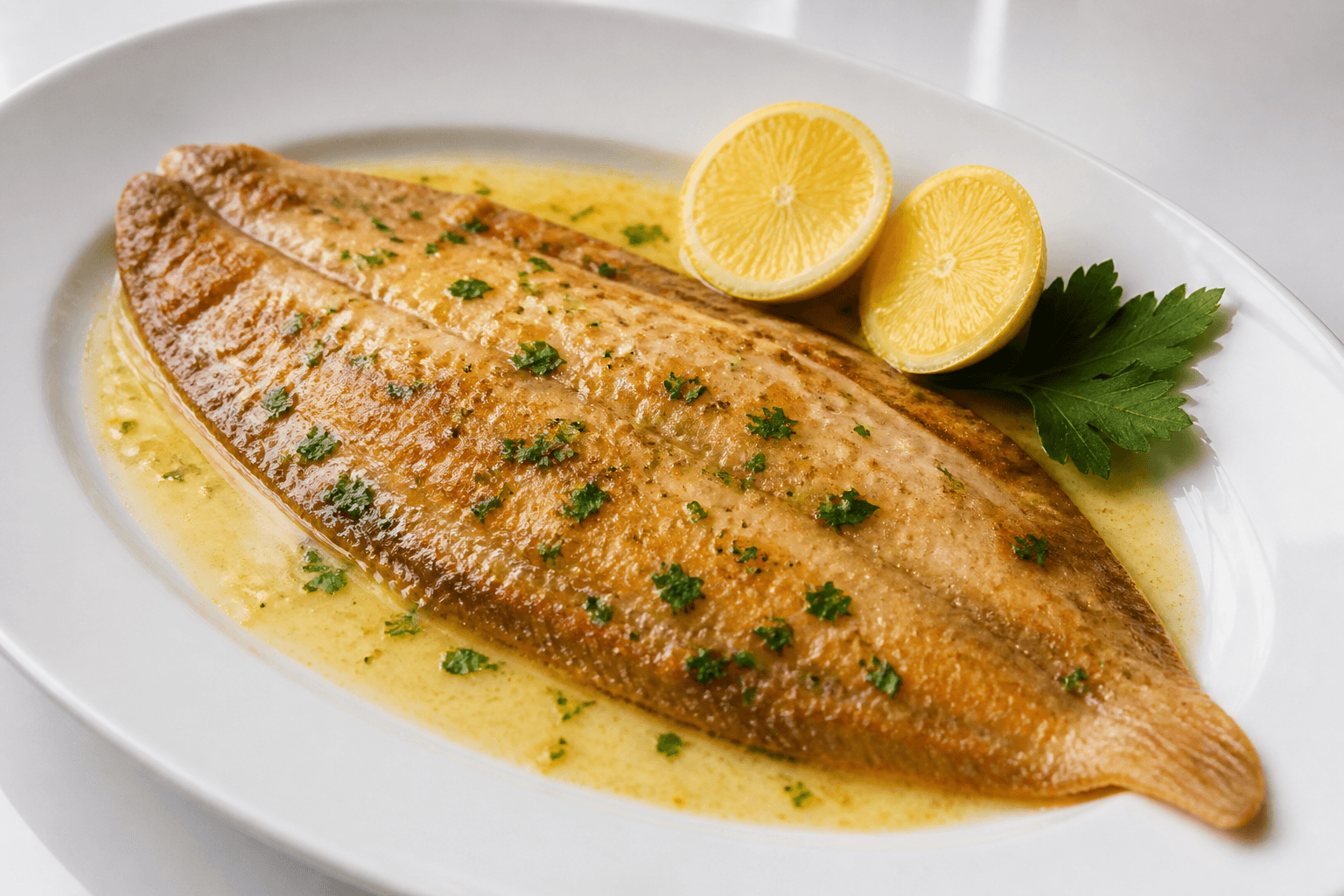 Sole meunière with browned butter, lemon, and parsley