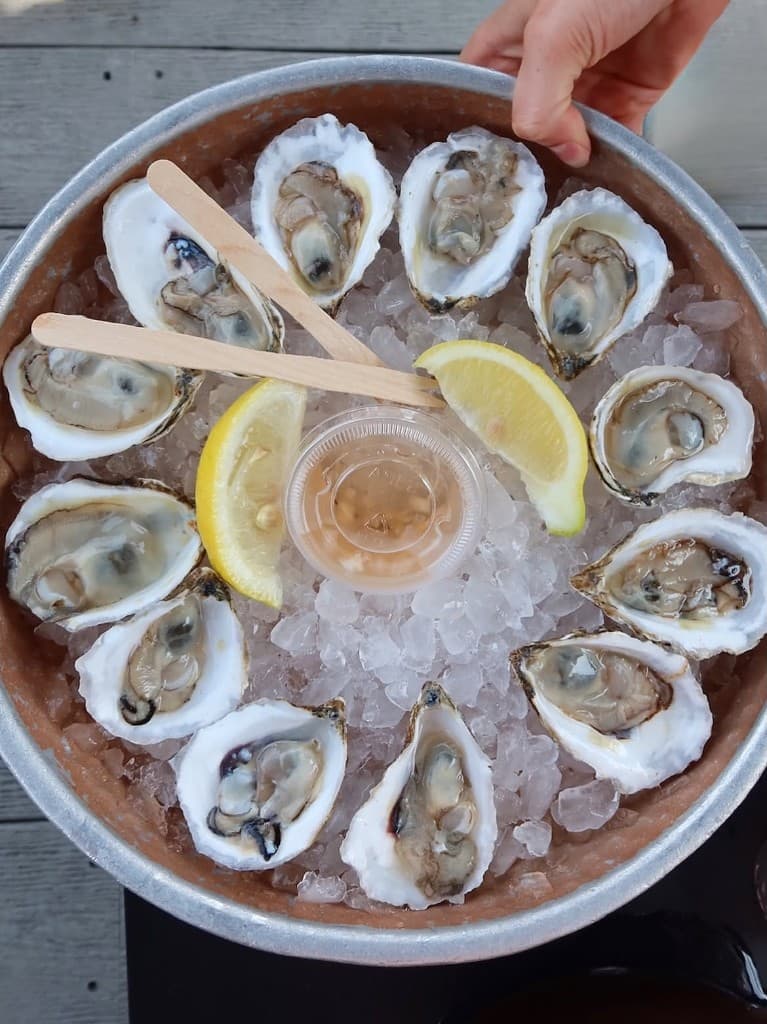 Dozen oysters on crushed ice