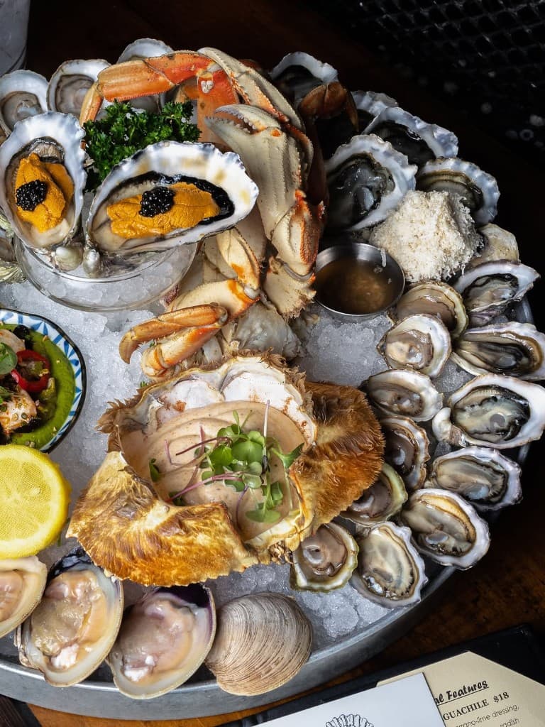 Fanny Bay seafood tower with uni and caviar