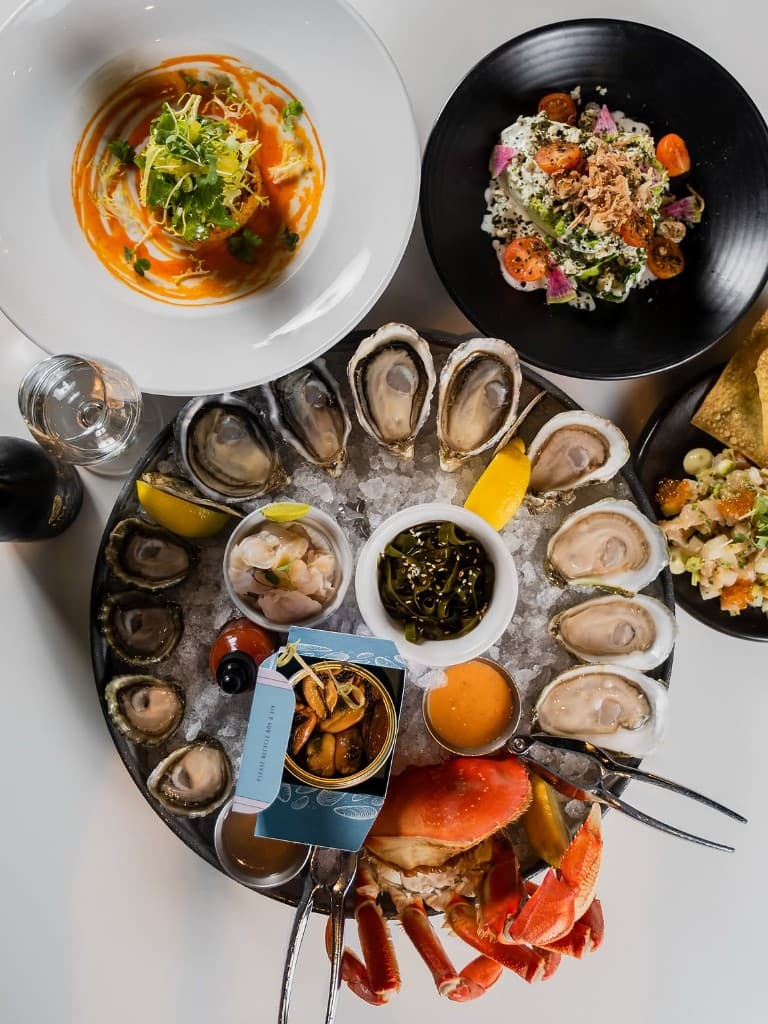 A full Fanny Bay platter from above