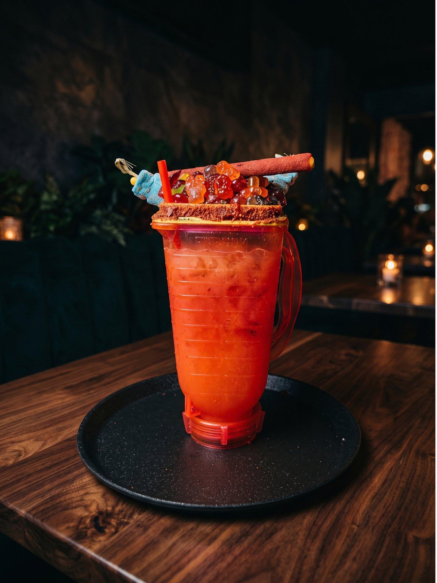 Michelada Las Sirenas with candy rim