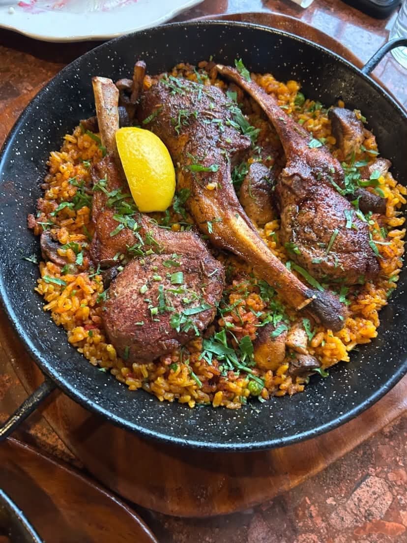 Chops on saffron rice